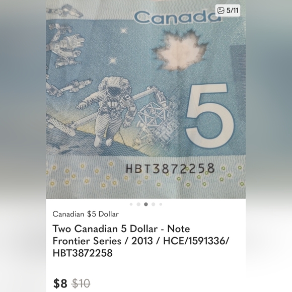 2 Canadian 5 dollar - Note Frontier Series/2013/ HCE/159/ 1336/HBT/3872258 - Picture 2 of 4